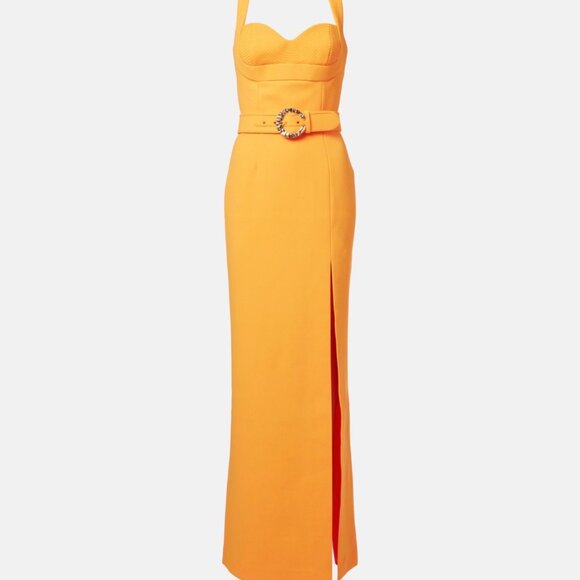 REBECCA VALLANCE Belted Halterneck Crepe Maxi Dress - Picture 5 of 11